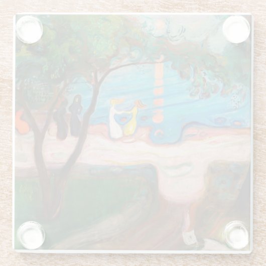 Edvard Munch - Dans op het strand Glazen Onderzetter (Achterkant)