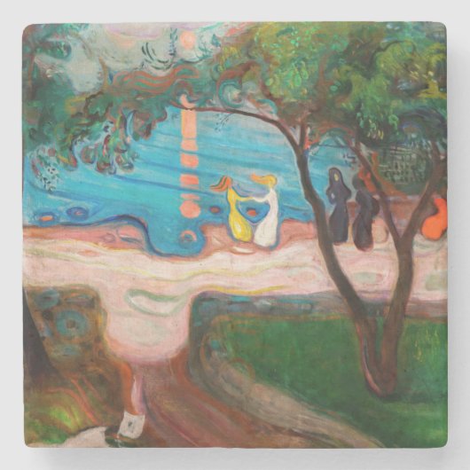Edvard Munch - Dans op het strand Stenen Onderzetter (Voorkant)