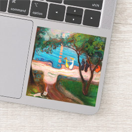 Edvard Munch - Dans op het strand Sticker