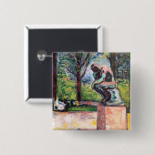 Edvard Munch - De Denker van Rodin Vierkante Button 5,1 Cm (Voorkant /achterkant)