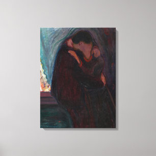 Edvard Munch - De Kus Canvas Afdruk
