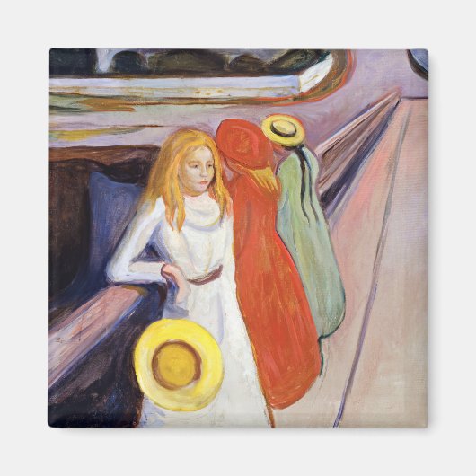 Edvard Munch - De meisjes op de brug 1901 Magneet (Voorkant)