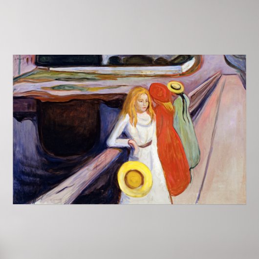 Edvard Munch - De meisjes op de brug 1901 Poster (Voorkant)
