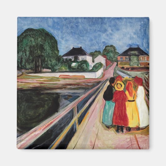 Edvard Munch - De meisjes op de brug 1902 Magneet (Voorkant)