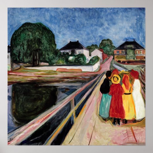 Edvard Munch - De meisjes op de brug 1902 Poster (Voorkant)