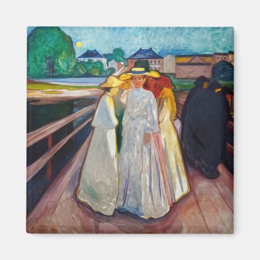 Edvard Munch - De meisjes op de brug 1903 Magneet (Voorkant)