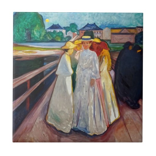 Edvard Munch - De meisjes op de brug 1903 Tegeltje (Voorkant)