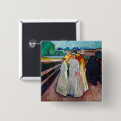 Edvard Munch - De meisjes op de brug 1903 Vierkante Button 5,1 Cm (Voorkant /achterkant)