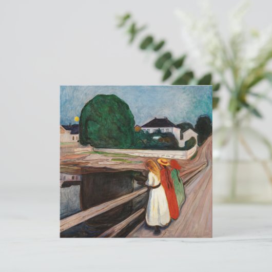 Edvard Munch - De meisjes op de brug Bedankkaart (Staand voorkant)