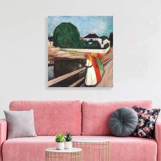 Edvard Munch - De meisjes op de brug Canvas Afdruk (Insitu (Woonkamer))