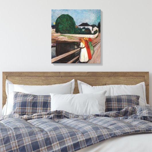 Edvard Munch - De meisjes op de brug Canvas Afdruk (Insitu (Slaapkamer))