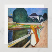 Edvard Munch - De meisjes op de brug in de witte n Bedankkaart (Voorkant / Achterkant)