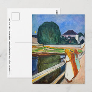 Edvard Munch - De meisjes op de brug in de witte n Briefkaart