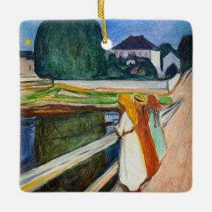 Edvard Munch - De meisjes op de brug in de witte n Keramisch Ornament