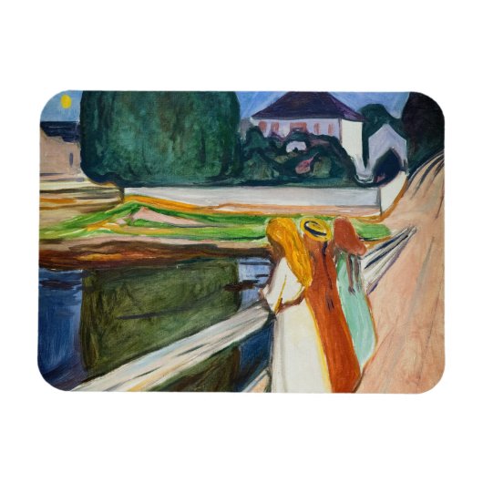 Edvard Munch - De meisjes op de brug in de witte n Magneet (Horizontaal)