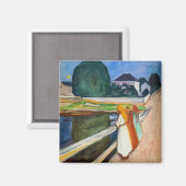 Edvard Munch - De meisjes op de brug in de witte n Magneet (Voorkant / Achterkant)