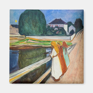 Edvard Munch - De meisjes op de brug in de witte n Magneet