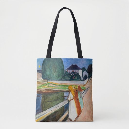 Edvard Munch - De meisjes op de brug in de witte n Tote Bag (Voorkant)