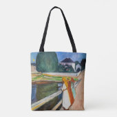 Edvard Munch - De meisjes op de brug in de witte n Tote Bag (Achterkant)
