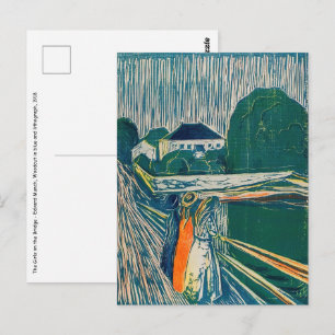 Edvard Munch - De meisjes op de brug, Lithograaf Briefkaart