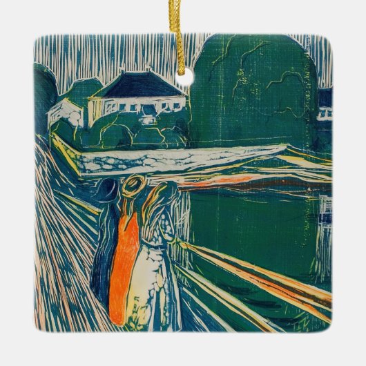 Edvard Munch - De meisjes op de brug, Lithograaf Keramisch Ornament (Voorkant)