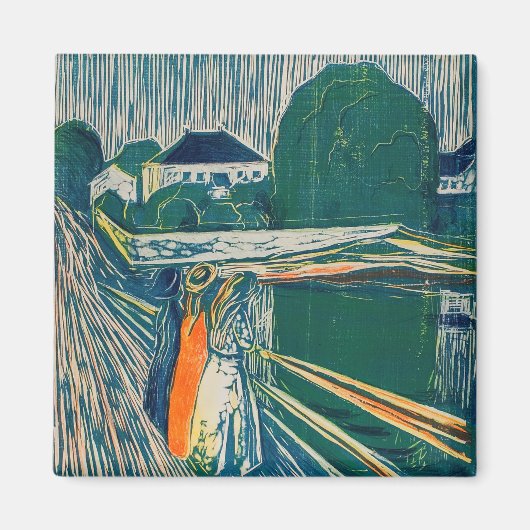 Edvard Munch - De meisjes op de brug, Lithograaf Magneet (Voorkant)