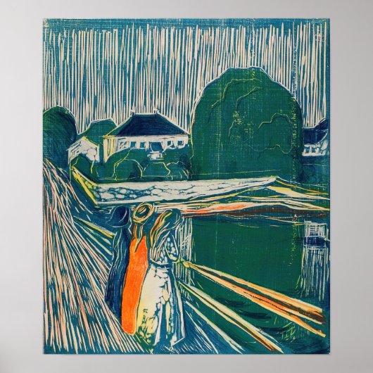 Edvard Munch - De meisjes op de brug, Lithograaf Poster (Voorkant)