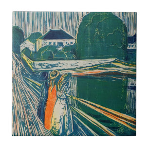 Edvard Munch - De meisjes op de brug, Lithograaf Tegeltje