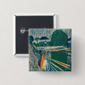 Edvard Munch - De meisjes op de brug, Lithograaf Vierkante Button 5,1 Cm (Voorkant /achterkant)