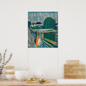 Edvard Munch - De Meisjes op de Brug, Lithografie Poster (Keuken)