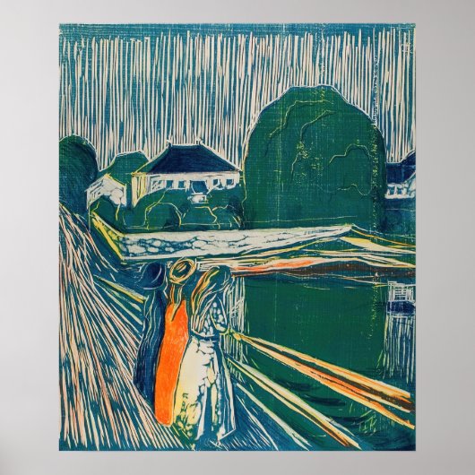 Edvard Munch - De Meisjes op de Brug, Lithografie Poster (Voorkant)