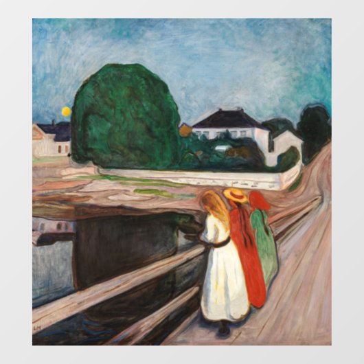 Edvard Munch - De meisjes op de brug Raamsticker (Vel)