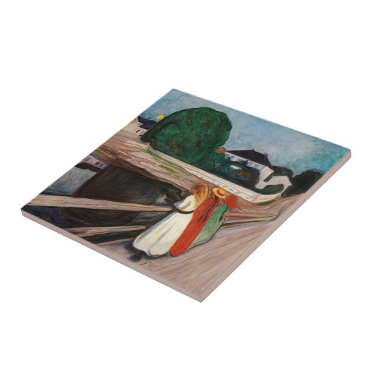 Edvard Munch - De meisjes op de brug Tegeltje (Zijkant)