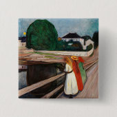 Edvard Munch - De meisjes op de brug Vierkante Button 5,1 Cm (Voorkant)