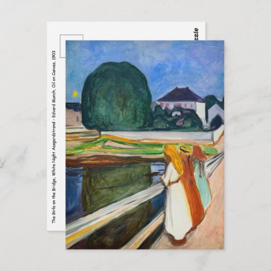 Edvard Munch - De Meisjes op de Brug Witte Nacht Briefkaart (Voorkant / Achterkant)