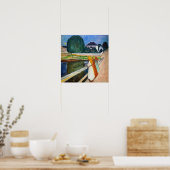 Edvard Munch - De Meisjes op de Brug Witte Nacht Poster (Keuken)