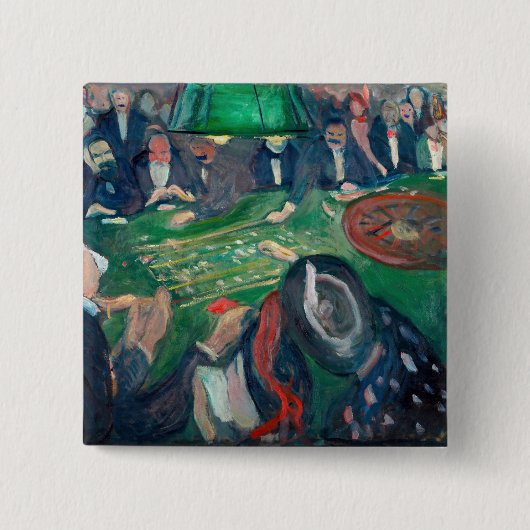 Edvard Munch - De Roulette-tabel in Monte Carlo Vierkante Button 5,1 Cm (Voorkant)