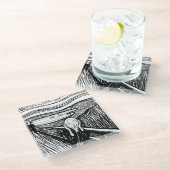 Edvard Munch - De Scream Lithografie Glazen Onderzetter (Schuin)