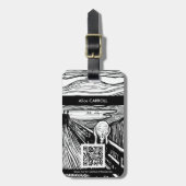 Edvard Munch - De Scream Lithografie - QR-code Bagagelabel (Voorkant verticaal)