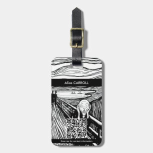 Edvard Munch - De Scream Lithografie - QR-code Bagagelabel