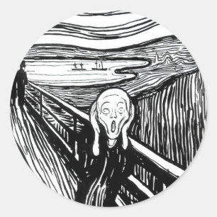 Edvard Munch - De Scream Lithografie Ronde Sticker
