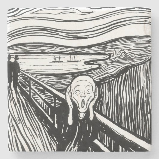 Edvard Munch - De Scream Lithografie Stenen Onderzetter (Voorkant)