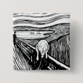 Edvard Munch - De Scream Lithografie Vierkante Button 5,1 Cm (Voorkant)