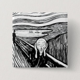 Edvard Munch - De Scream Lithografie Vierkante Button 5,1 Cm