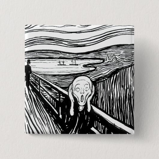 Edvard Munch - De Scream Lithografie Vierkante Button 5,1 Cm (Voorkant)