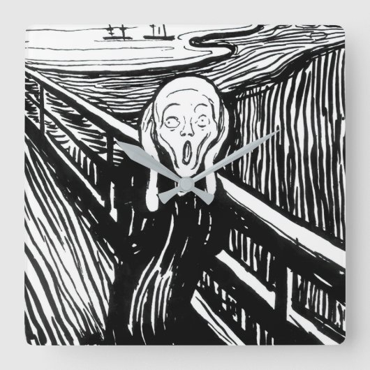 Edvard Munch - De Scream Lithografie Vierkante Klok (Voorkant)