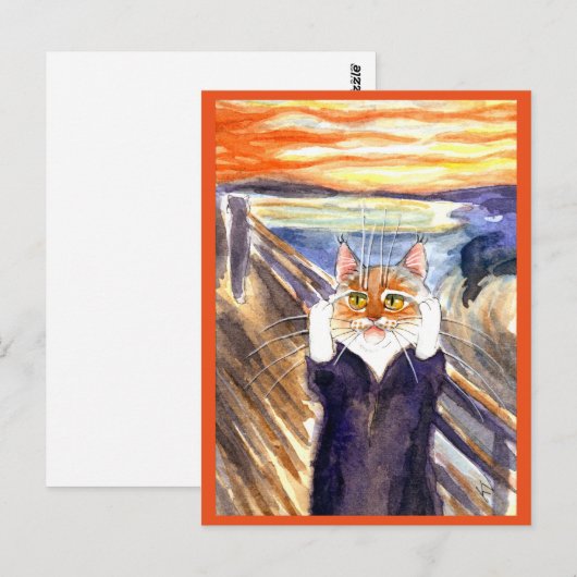 Edvard Munch doet briefkaart met een schattige kat (Voorkant / Achterkant)