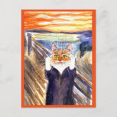 Edvard Munch doet briefkaart met een schattige kat (Voorkant)