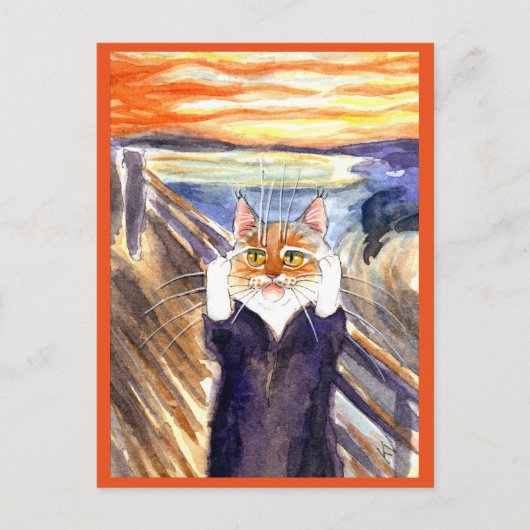Edvard Munch doet briefkaart met een schattige kat (Voorkant)