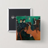 Edvard Munch - Dood in de Sickroom v1 Vierkante Button 5,1 Cm (Voorkant /achterkant)
